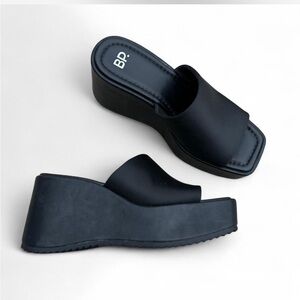 bp Dylan Women's Black Wedge Sandals size 6.5 NWT